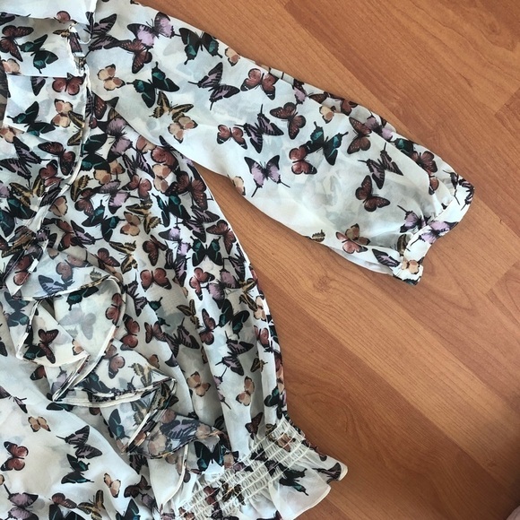 Ted Baker Butterfly Ruffle  Blouse in Cream - Picture 7 of 16